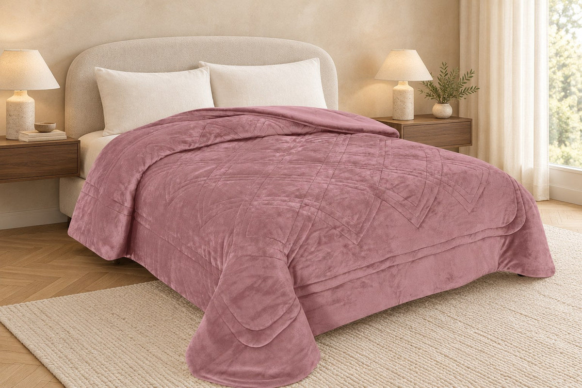 Κουβερτοπάπλωμα Sweet Sleep Velvet Ανάγλυφο Ροζ Πούδρα