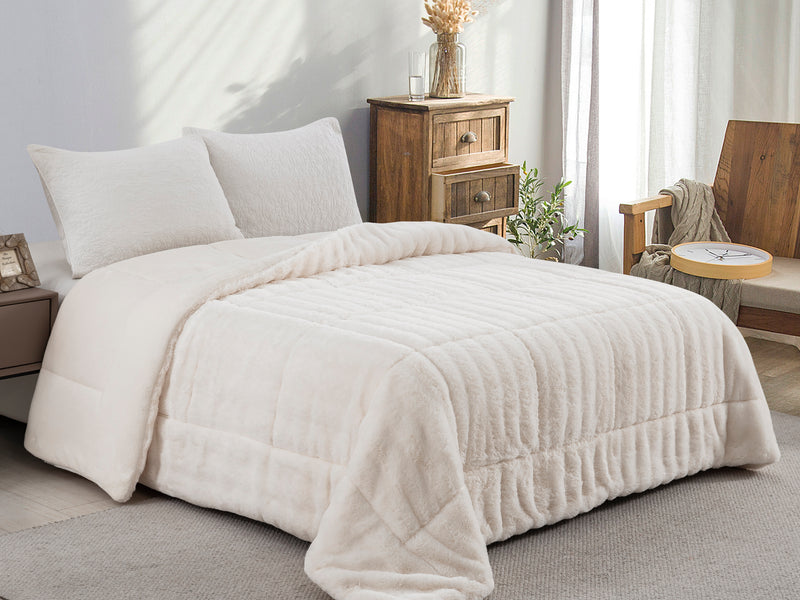 Κουβερτοπάπλωμα Γούνα / Flannel Μονό 160x220 Sweet Sleep 920 Λευκό