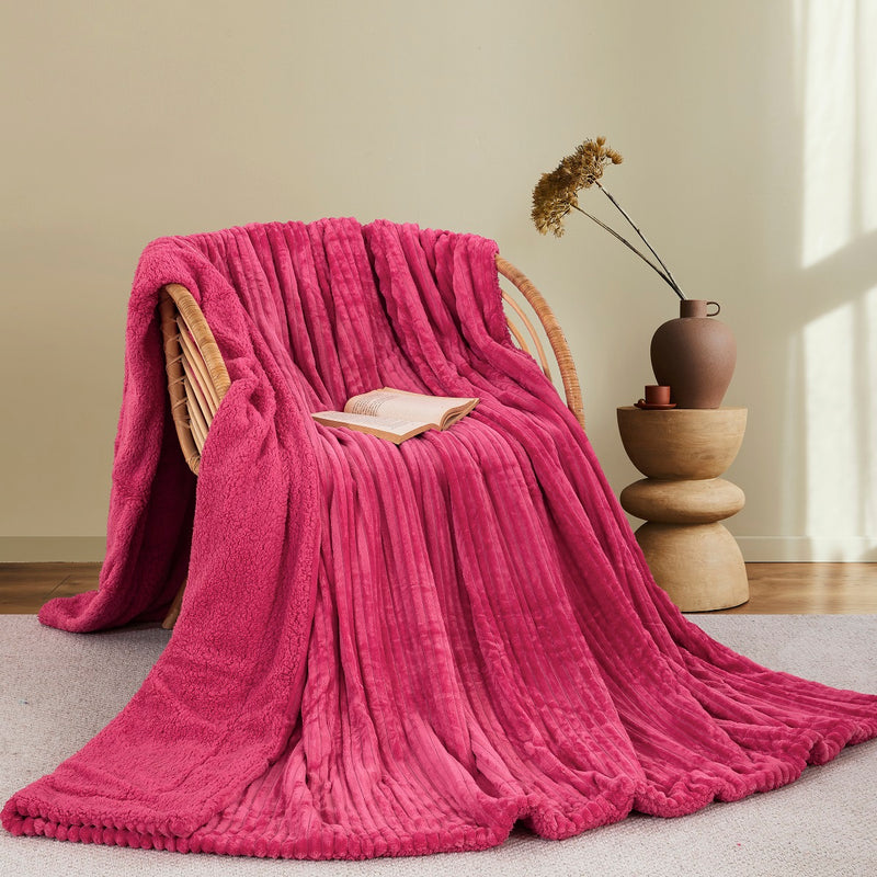 Κουβέρτα Fleece / Sherpa 220x240 Sweet Sleep 400 Φούξια