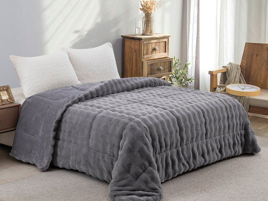 Κουβερτοπάπλωμα Γούνα / Flannel Υπέρδιπλο 220x240 Sweet Sleep 910 Γκρι 