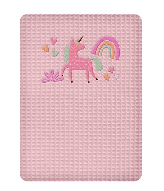 Κουβέρτα Πικέ Αγκαλιάς 80x110 Sweet Sleep Unicorn Ροζ Οπάλ