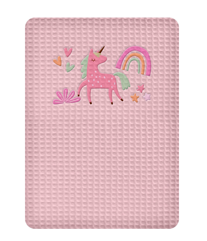 Κουβέρτα Πικέ Αγκαλιάς 80x110 Sweet Sleep Unicorn Ροζ Οπάλ