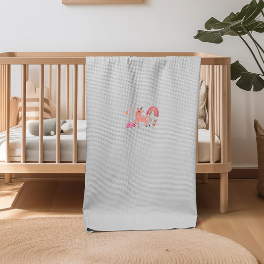Κουβέρτα Πικέ Κούνιας 110x140 Sweet Sleep Unicorn Γκρι