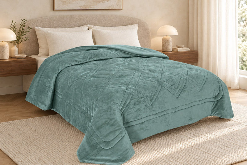 Κουβερτοπάπλωμα Sweet Sleep Velvet Ανάγλυφο Πράσινο Φασκόμηλο