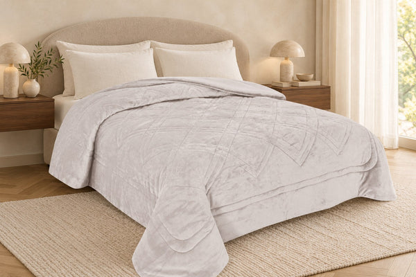 Κουβερτοπάπλωμα Sweet Sleep Velvet Ανάγλυφο Εκρού Μονό 160×220