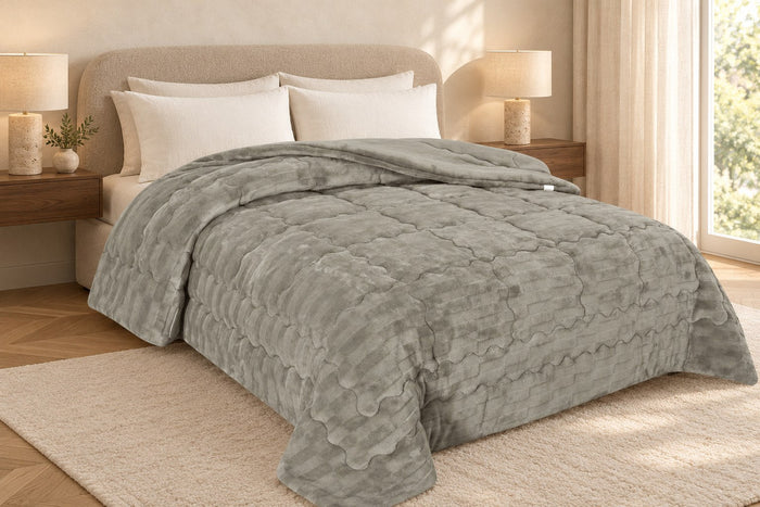 Κουβερτοπάπλωμα Sweet Sleep Κύμα Καπιτονέ Γκρι Πέτρας Μονό 160×220