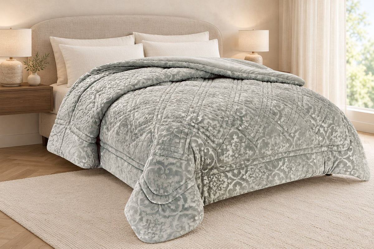 Κουβερτοπάπλωμα Sweet Sleep Damask Ασημί Γκρι